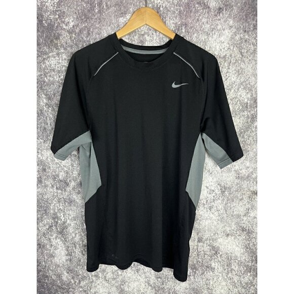 Nike Dri-Fit Gray and Black Swoosh Logo "Running" T Shirt Compression Men Medium - Picture 13 of 13